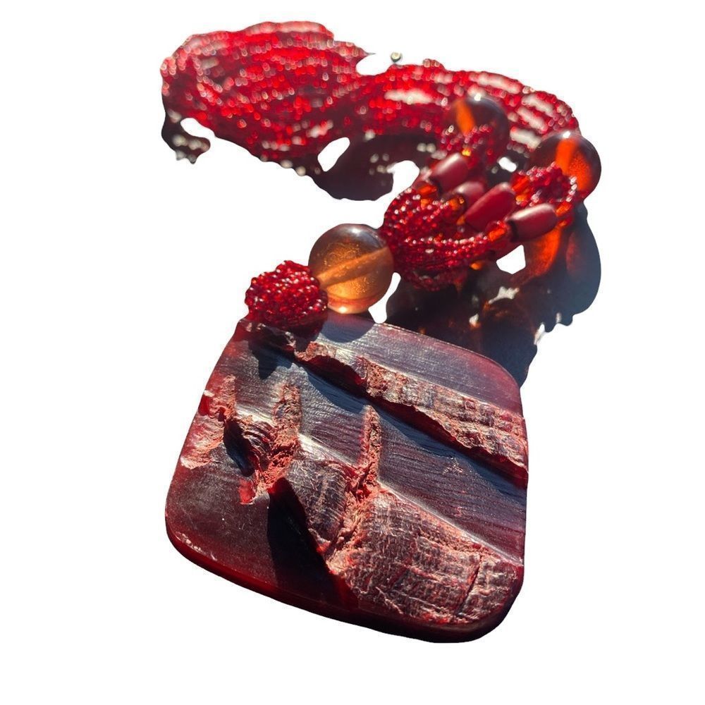 Vintage Red Glass Pendant Necklace - Picture 8 of 8